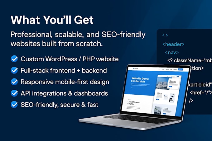 do custom website development full stack wordpress PHP developer