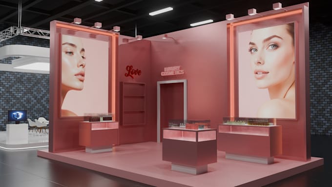 create a realistic 3d event and exhibition stall design