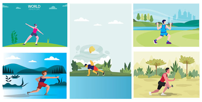 draw custom 2d flat illustration or modern flat vector illustrations for you