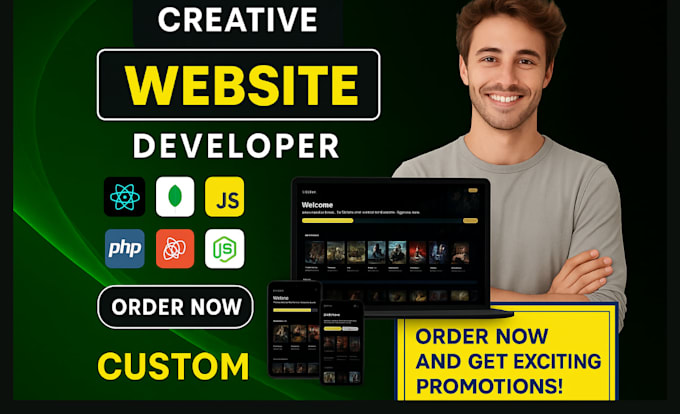 build custom website as full stack website developer, frontend backend developer