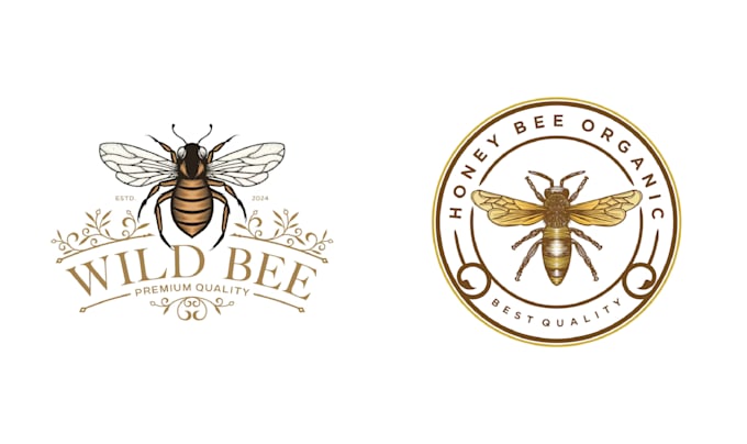 create hand drawn honey bee logo