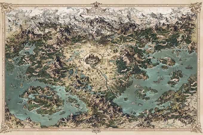 illustrate medieval fantasy and sci fi maps