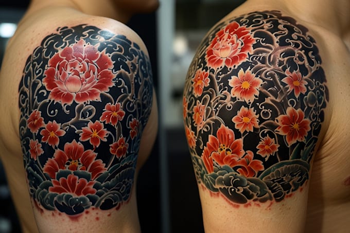 make a super artistic tattoo designs in japanese style