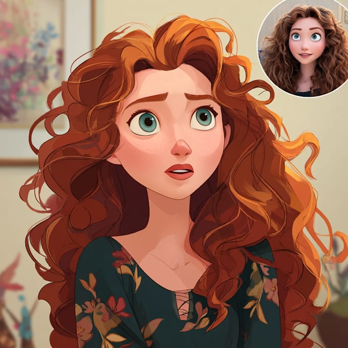 draw your portrait in charming disney animation style