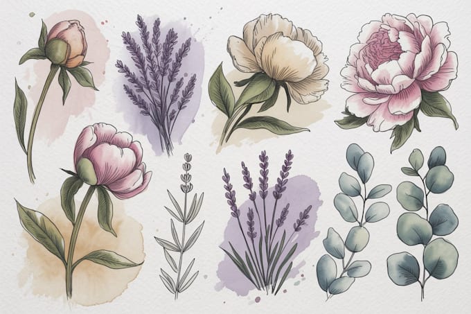 paint watercolor flowers and botanical illustrations