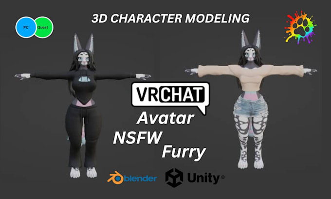 creat fix port and rig vrchat avatar vroid vrm warudo  gmond tf2 sfm furry model