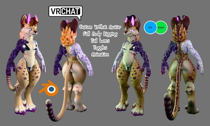 do 3d furry nsfw model, anime vrchat avatar, 3d vtuber, furry avatar, vrc avatar