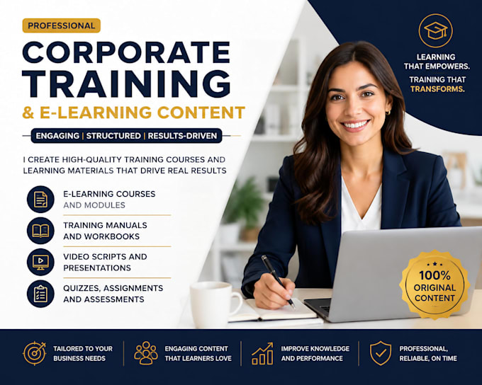 create corporate training courses, elearning content, and employee workbooks