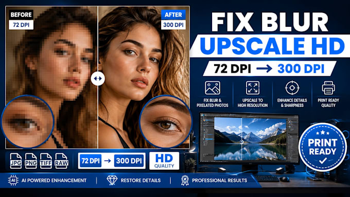 upscale and enhance blurry low quality photos to HD