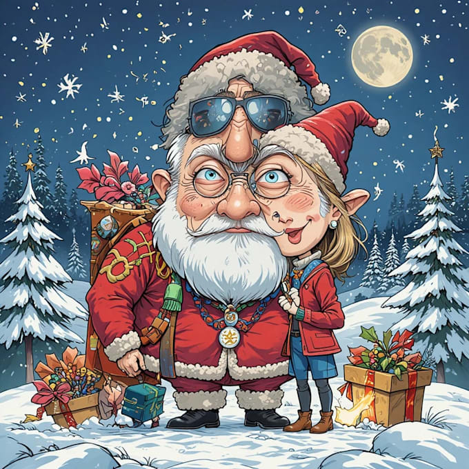 make a christmas cartoon caricature