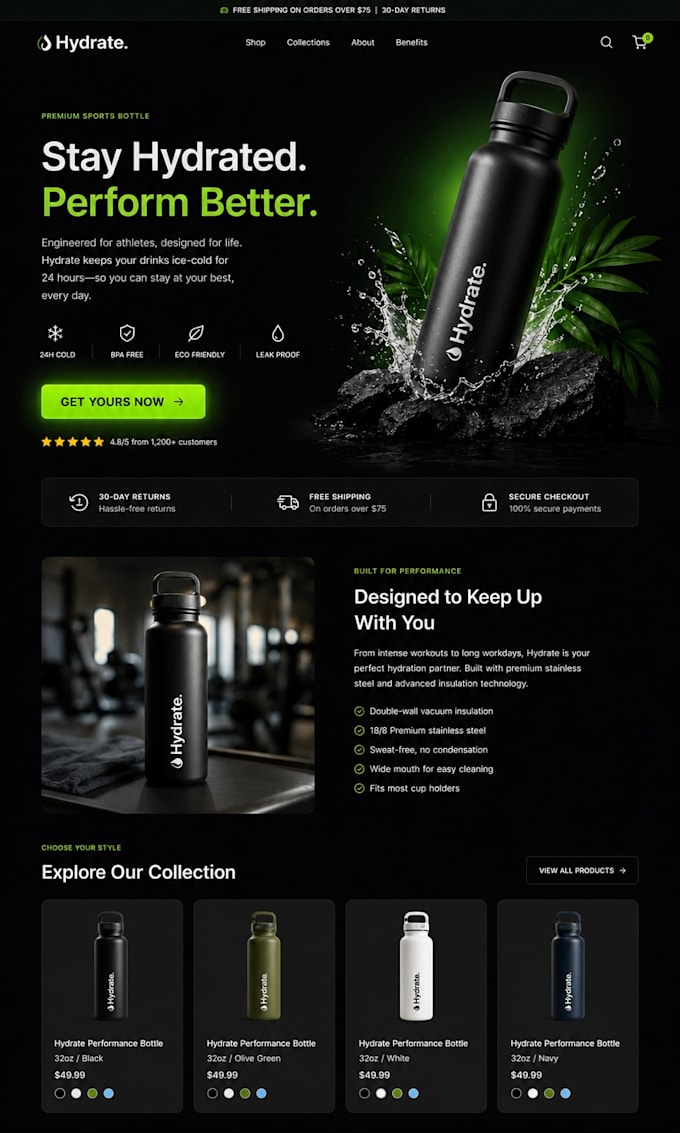 clone shopify landing page design, product page in replo, gempages, or pagefly