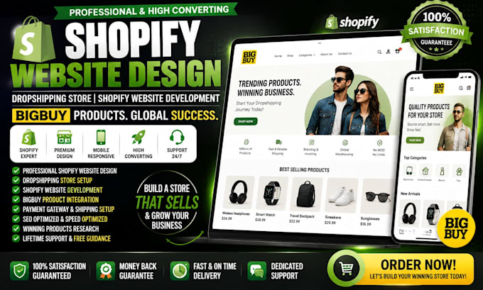 do shopify website design dropshipping store shopify website development bigbuy