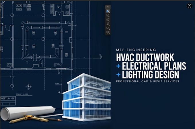 design hvac ductwork, lighting and electrical power plans