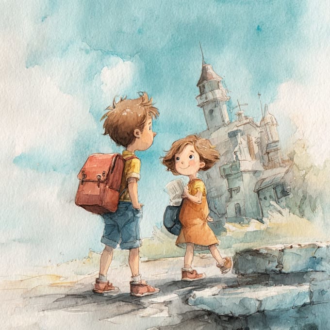 illustrate watercolor children book