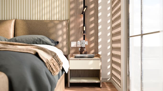 do bedroom, living interior design and 3d rendering