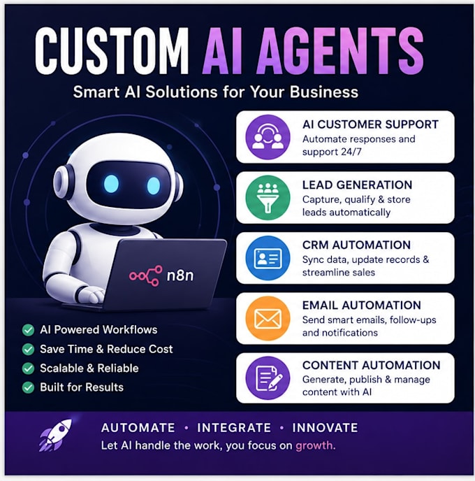 build n8n ai agent, workflow automation, custom ai systems and integrations