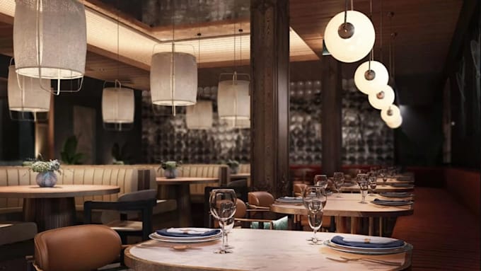 refurbish3d modern restaurant,3d commercial kitchen, bar, cgi interior,rendering
