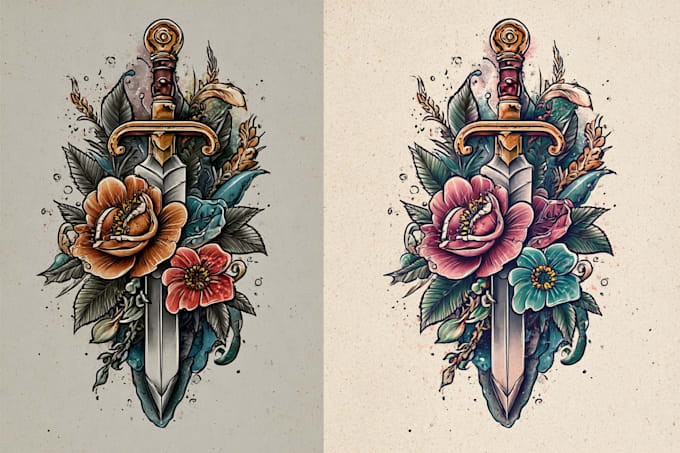 create traditional or old school style tattoo flash design