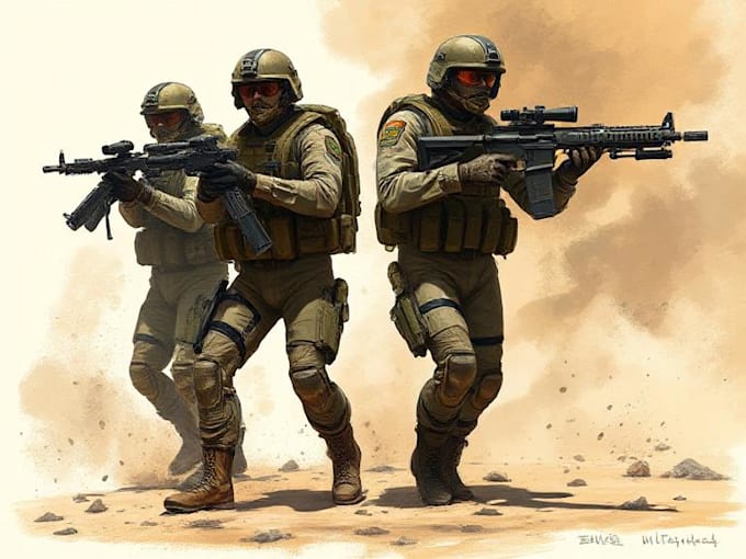 create realistic military, war, or sci fi illustrations