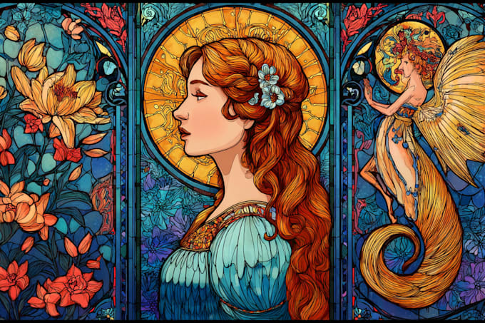 create stunning vintage stained glass posters