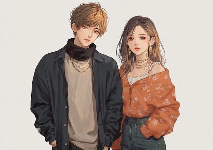 draw couples in anime style