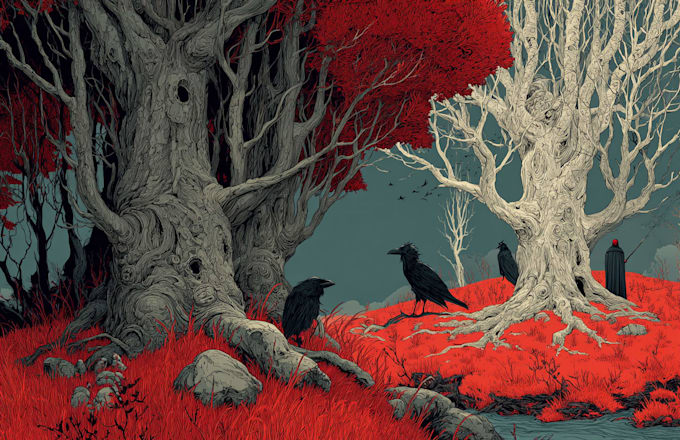 Draw detailed dark art illustration with our special style by ...