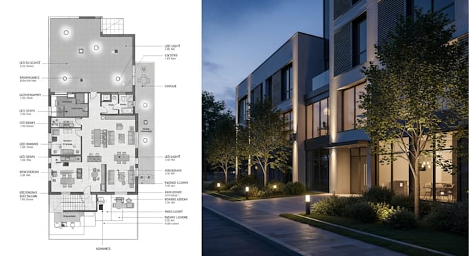 do 2d 3d lighting design for both interior and exterior with rendering