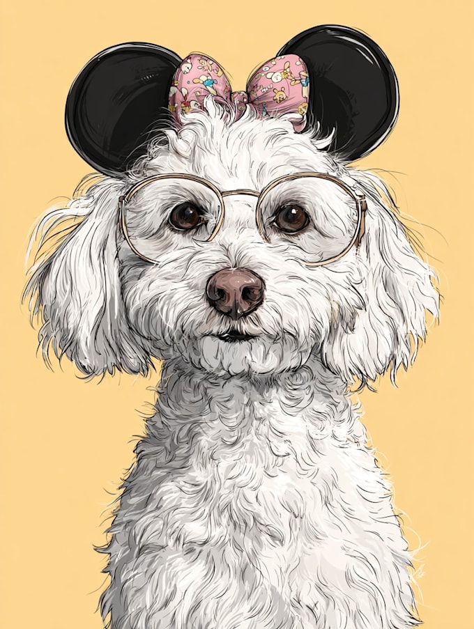 create disney pet portrait illustration