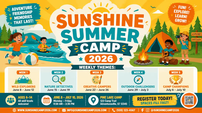design daycare, preschool and kids camp flyers and posters