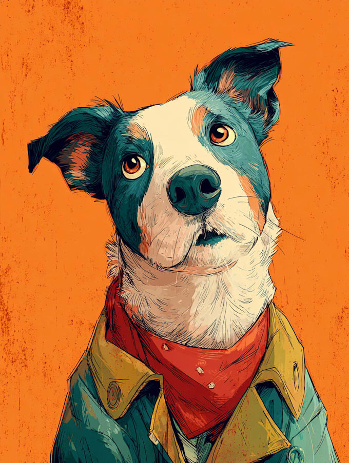 create an disney pet portrait illustration