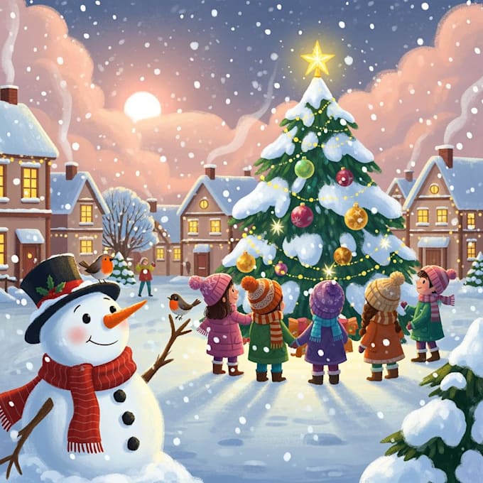 create christmas children book illustrations