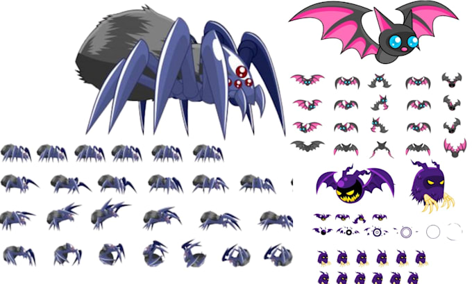 create 2d cartoon game character, sprite sheet, character sprite, game animation