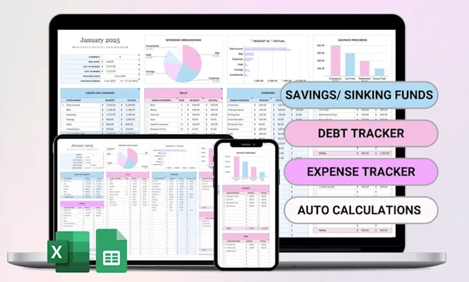 Create custom excel spreadsheet templates etsy planner google budget ...