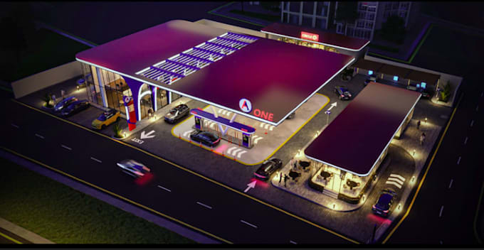 create 3d gas station shell,gas station interior,gas station store,fuel station
