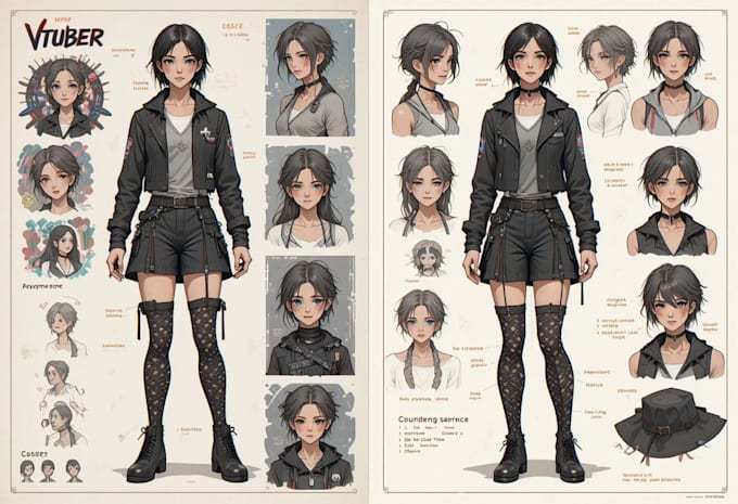 raw high quality character sheet for your model vtuber