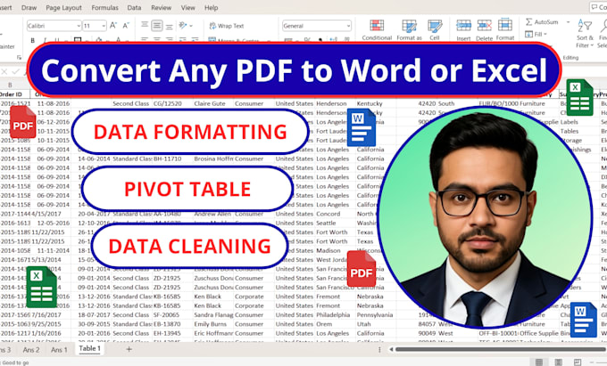 convert the PDF to excel, and do data cleaning