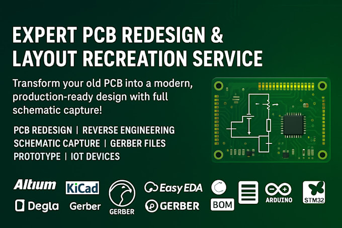 reverse engineer, redesign, and recreate pcb schematics and layout from existing