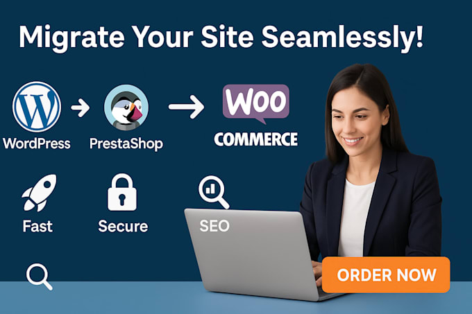 seamlessly migrate wordpress to zenfolio or prestashop website to woocommerce