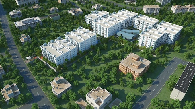 construct 3d luxury master plan community, cgi winter landscape,site plan layout