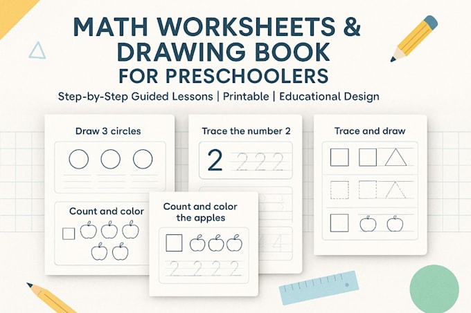 Design children math worksheet drawing book step by Roxanne_mike | Fiverr