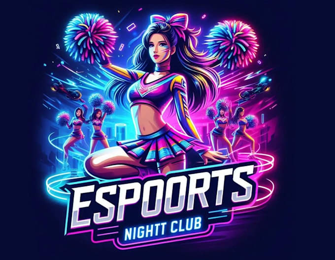 create colorful bar night club cheerleading dance logo