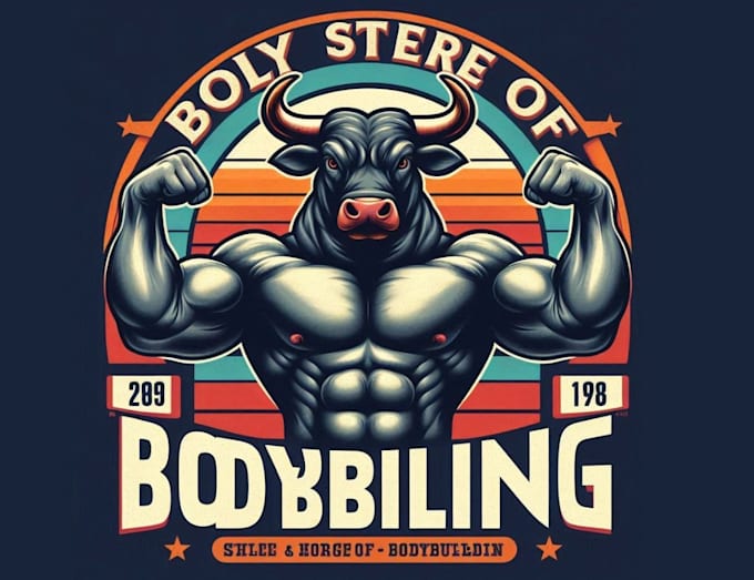 do creative t shirt bodybuilder bull logo