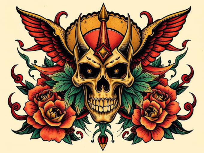 create awesome old school tattoo style design