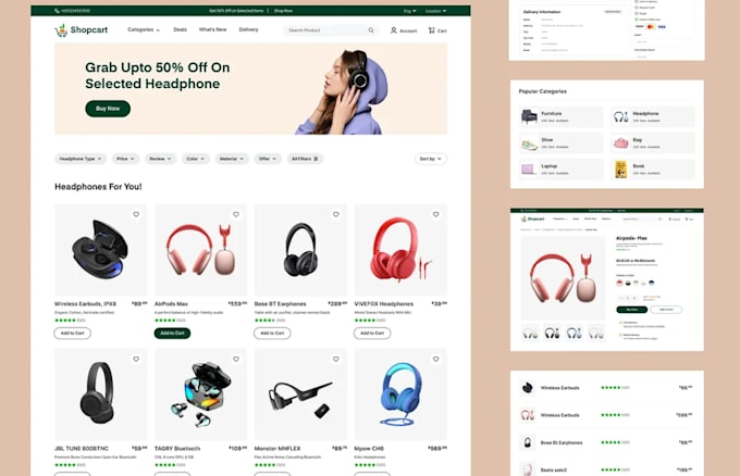 design a modern ecommerce store website UI UX in figma