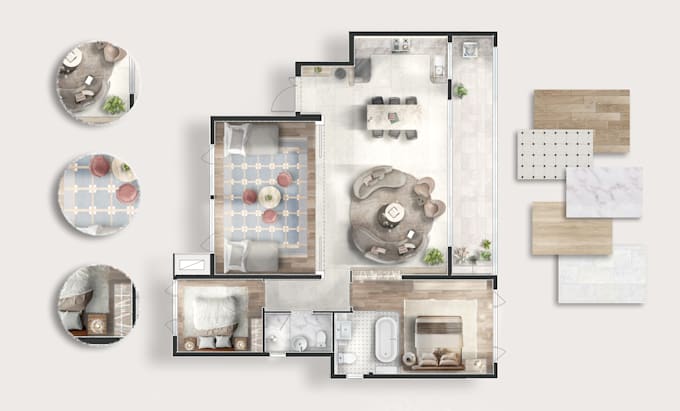 create artistic sketch style architectural floor plans