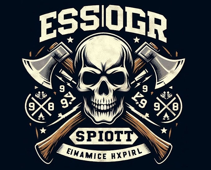 design esport vintage skull axes logo