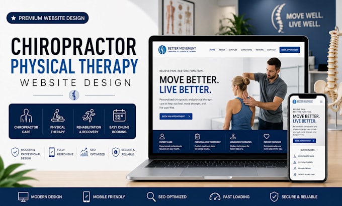 design chiropractor, physical therapy, physiotherapy, rehab clinic website