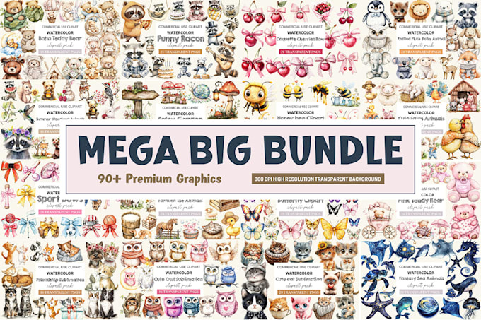huge clipart bundle, ready to use png cliparts