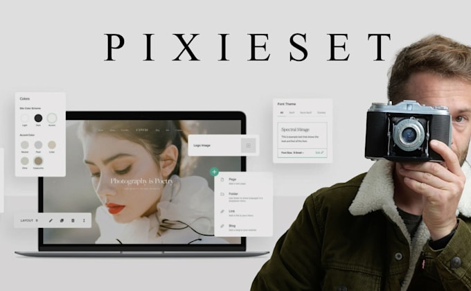 design pixieset website, client gallery ,photography website , showit website