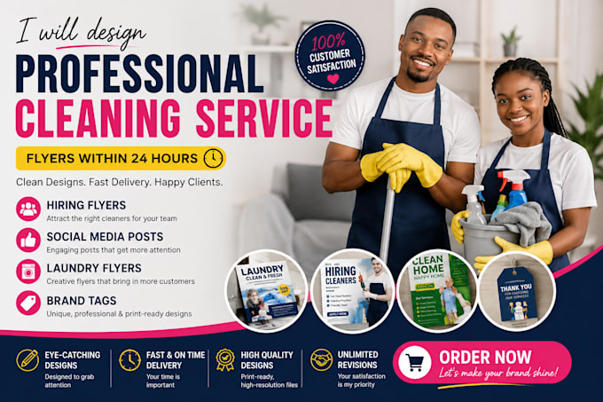 design a professional cleaning, laundry, and handyman flyer